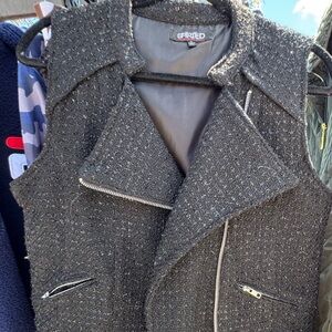 Spirited Black Sparkle Tweed Women’s Vest